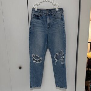 American Eagle Outfitters Light Blue Ripped Mom Jeans
